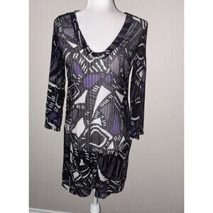 Jordan Taylor Swimsuit Beach Cover up Tunic M Black White Purple USA